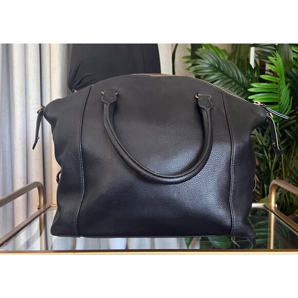 AUTHENTIC TORY BURCH BLACK LEATHER LIMITED EDITION MOON TOTE - Picture 3 of 7